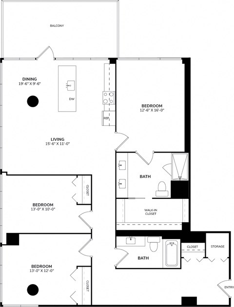 A black and white image of a floor plan for a home.